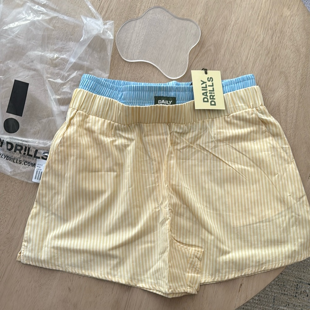 Daily Drills Yellow and Blue Striped Women Shorts